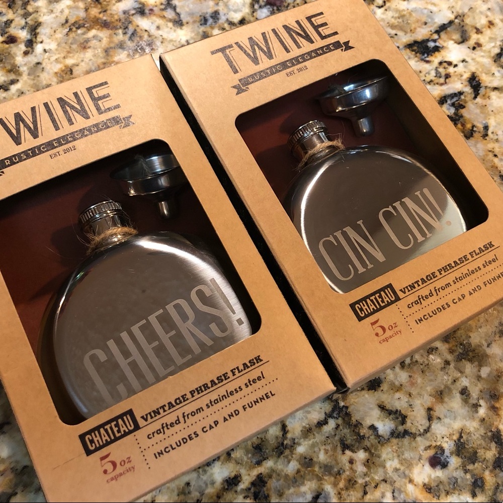 Twine Set of 2 Vintage Stainless Steel Flasks